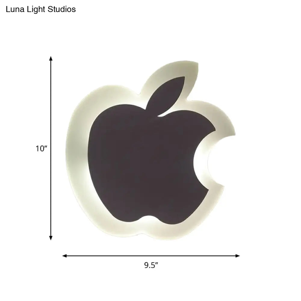 Kids Cartoon Apple/Leaf/Cat Led Flush Mount Wall Sconce - Small Acrylic Light For Childrens Bedroom