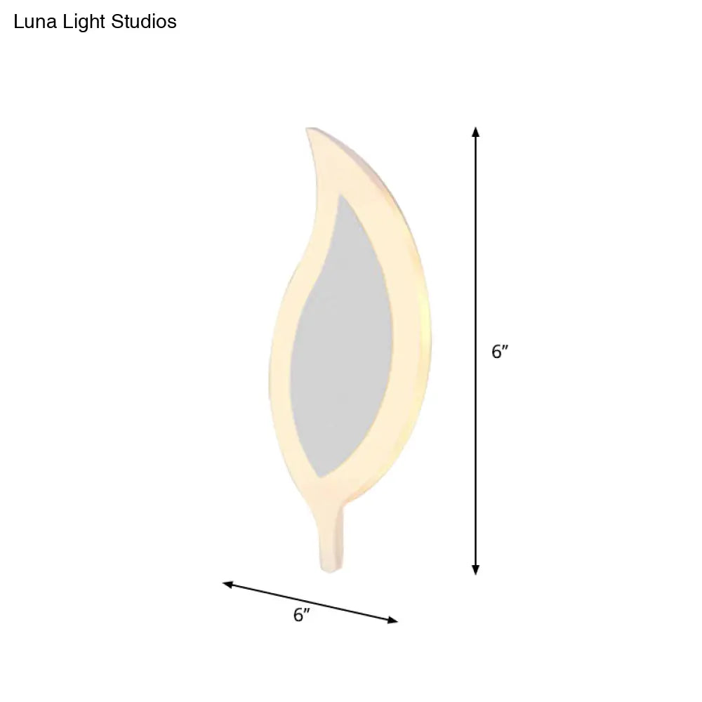 Kids Cartoon Apple/Leaf/Cat Led Flush Mount Wall Sconce - Small Acrylic Light For Childrens Bedroom