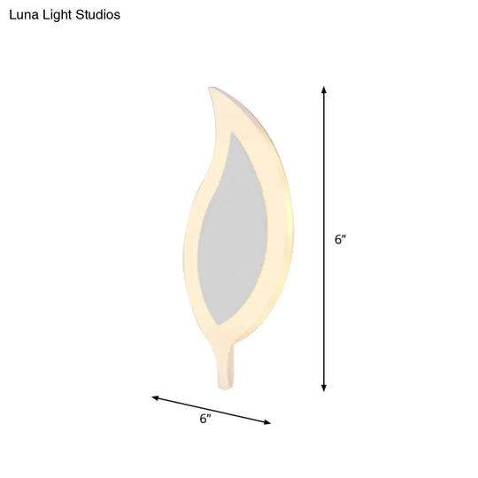 Kids Cartoon Apple/Leaf/Cat Led Flush Mount Wall Sconce - Small Acrylic Light For Childrens Bedroom
