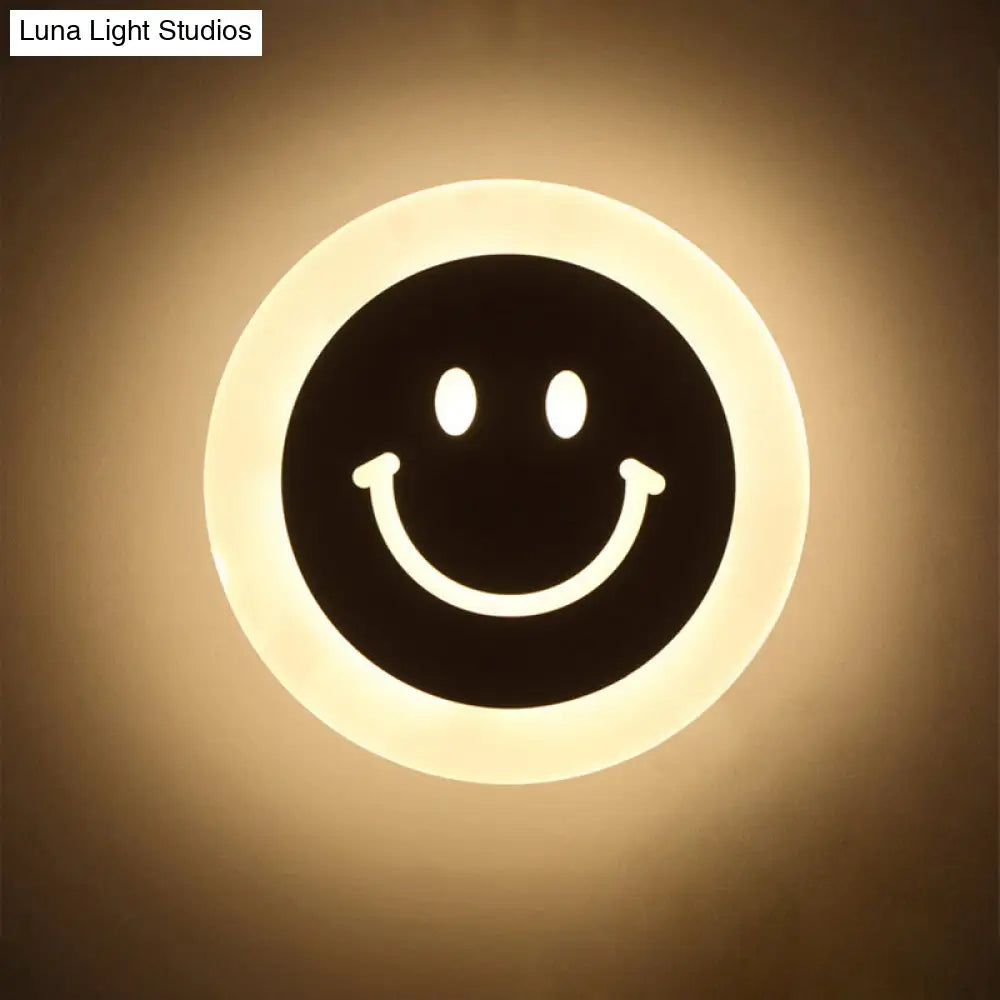 Kids Cartoon Apple/Leaf/Cat Led Flush Mount Wall Sconce - Small Acrylic Light For Childrens Bedroom