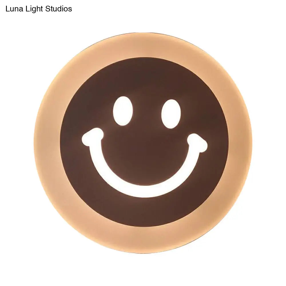 Kids Cartoon Apple/Leaf/Cat Led Flush Mount Wall Sconce - Small Acrylic Light For Childrens Bedroom