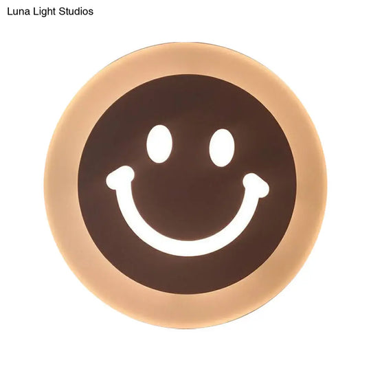 Kids Cartoon Apple/Leaf/Cat Led Flush Mount Wall Sconce - Small Acrylic Light For Childrens Bedroom