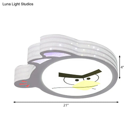 Kid’s Cartoon Flush Mount Ceiling Light: Modern Acrylic Fixture In White