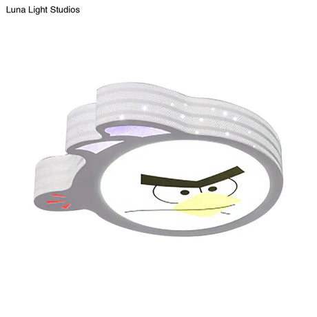 Kid’s Cartoon Flush Mount Ceiling Light: Modern Acrylic Fixture In White