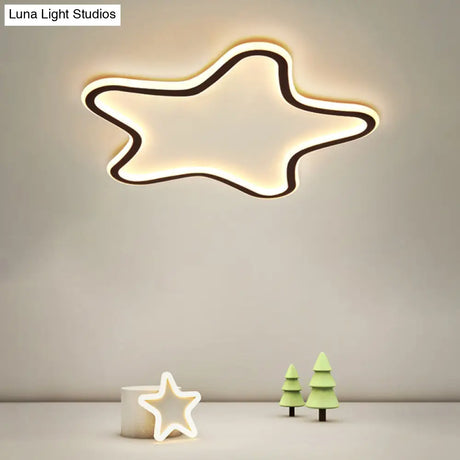 Kids Cartoon Star Led Ceiling Light – Creative Aluminum Flush Mount For Children’s Bedroom -