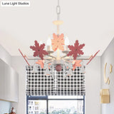 Kids Clear Glass Candle Chandelier: 3/6 Lights Gray/White Pendant Lamp With K9 Crystal & Snowflake