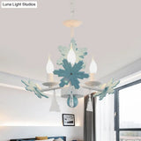 Kids Clear Glass Candle Chandelier: 3/6 Lights Gray/White Pendant Lamp With K9 Crystal & Snowflake