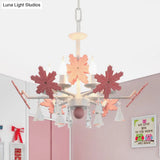 Kids Clear Glass Candle Chandelier: 3/6 Lights Gray/White Pendant Lamp With K9 Crystal & Snowflake