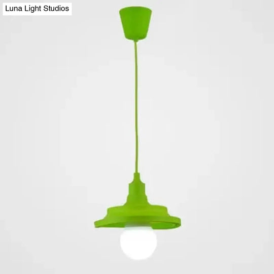 Kids Colorful Hanging Pendant Light For Game Room - Single Head Metal Conical Design