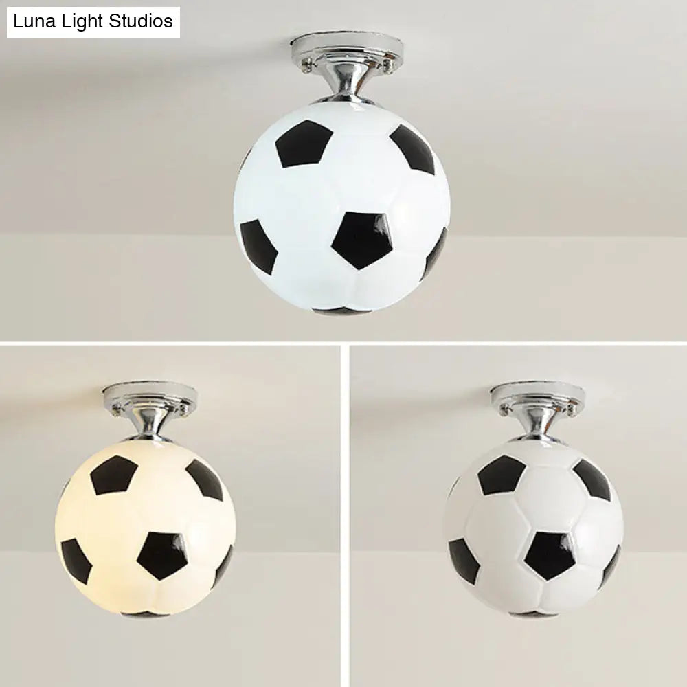Kids Football Ceiling Mounted Fixture - Close To Lighting For Bedroom With Glass Style