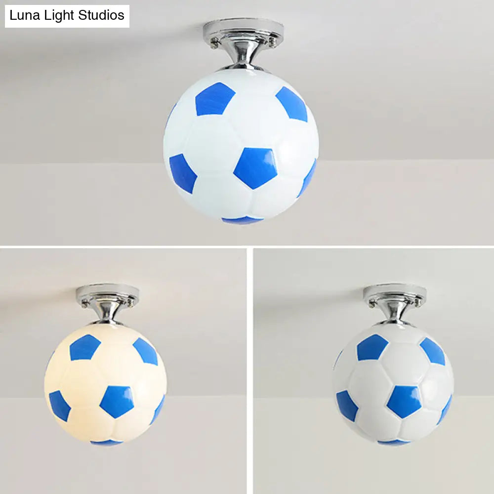 Kids Football Ceiling Mounted Fixture - Close To Lighting For Bedroom With Glass Style