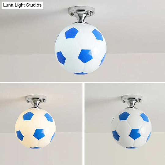 Kids Football Ceiling Mounted Fixture - Close To Lighting For Bedroom With Glass Style