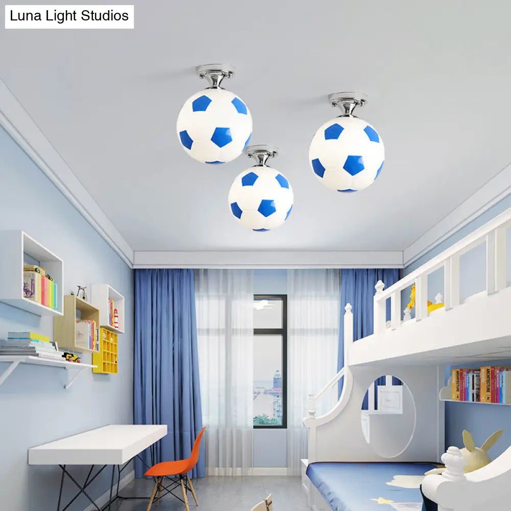 Kids Football Ceiling Mounted Fixture - Close To Lighting For Bedroom With Glass Style