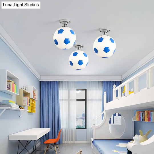 Kids Football Ceiling Mounted Fixture - Close To Lighting For Bedroom With Glass Style