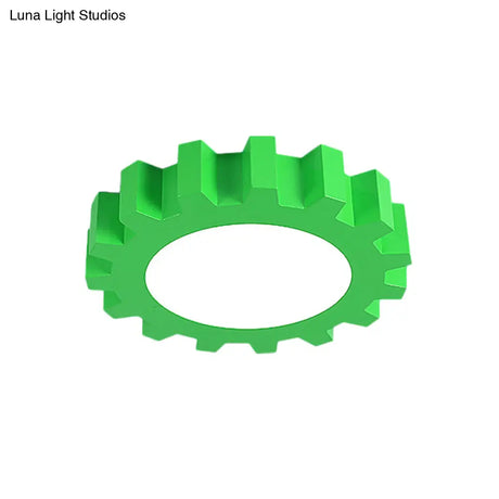Kids Gear Flush Led Ceiling Light - Metallic Blue/Green With Acrylic Shade