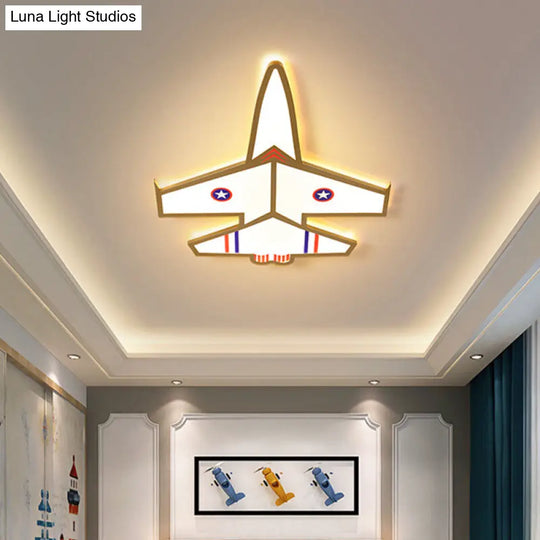 Kids Golden Jet Flushmount Ceiling Light With Acrylic Led For Boys Bedroom (Warm/White) Gold / Warm