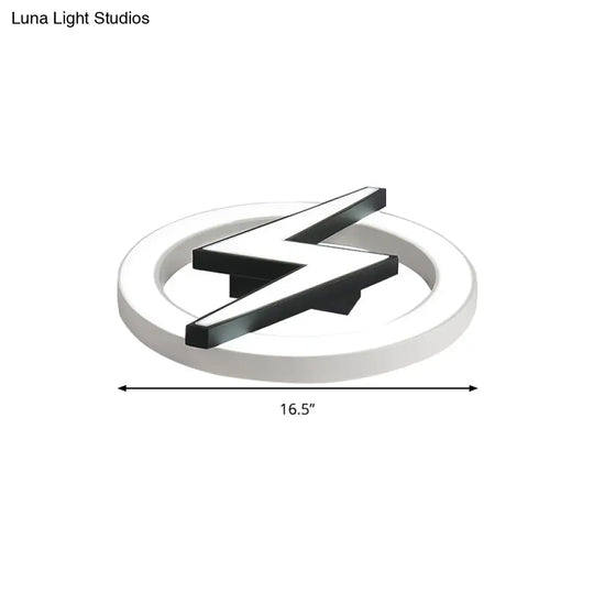 Kid’s Led Ceiling Light - White Lightning Ring Design For Boys And Girls Bedrooms