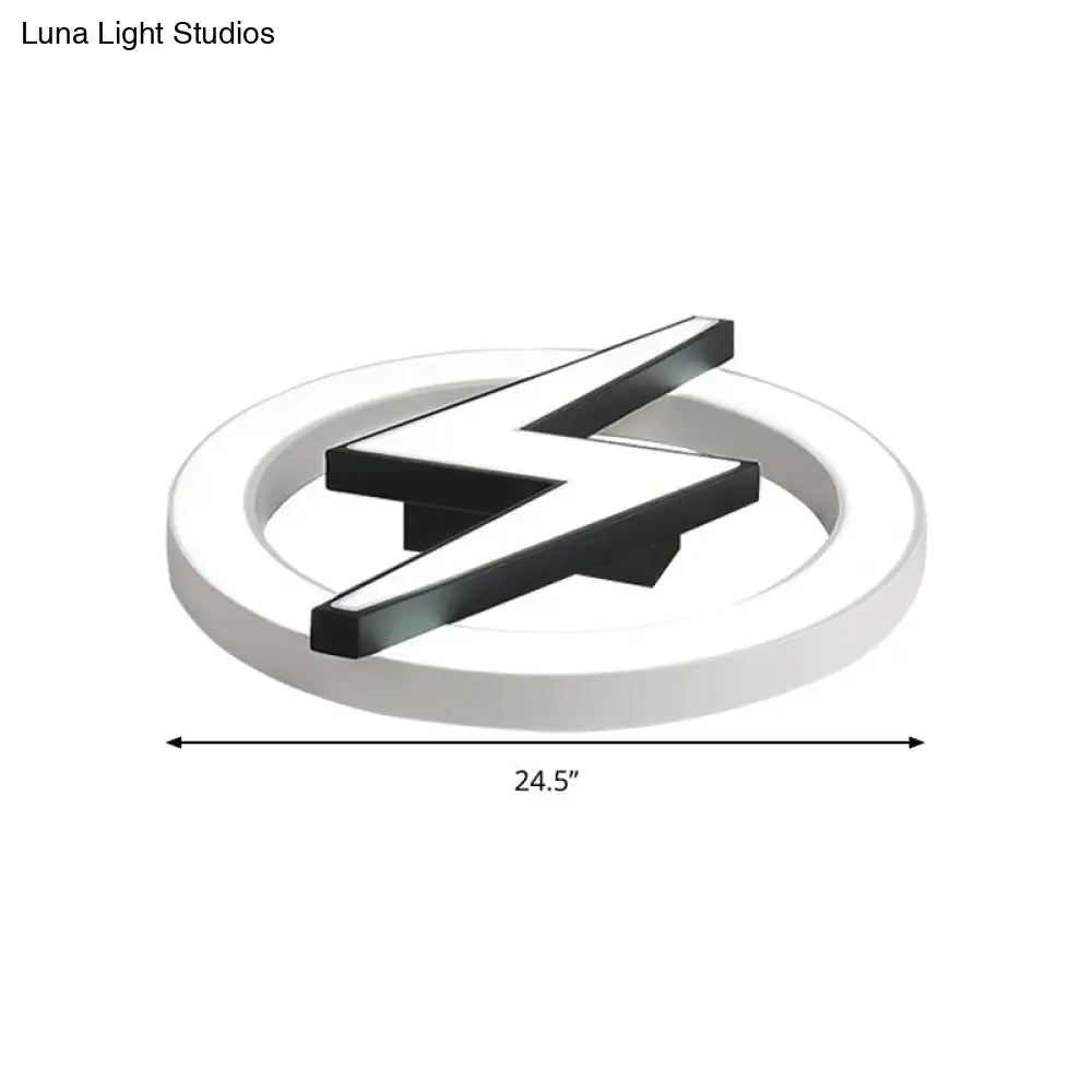 Kids Led Ceiling Light - White Lightning Ring Design For Boys And Girls Bedrooms