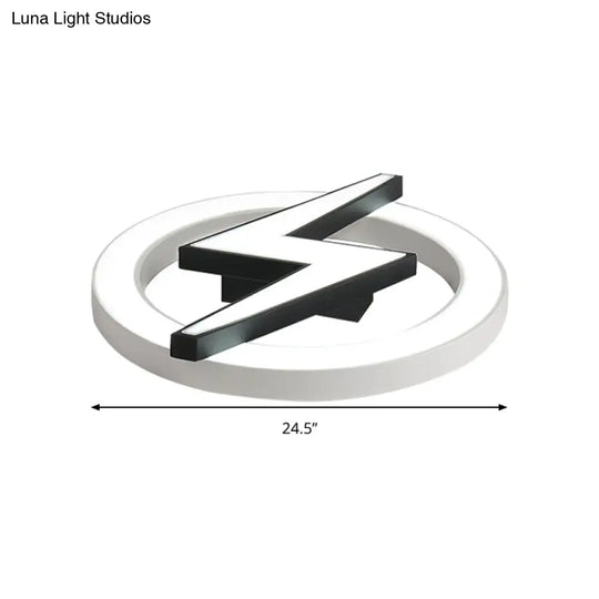 Kids Led Ceiling Light - White Lightning Ring Design For Boys And Girls Bedrooms