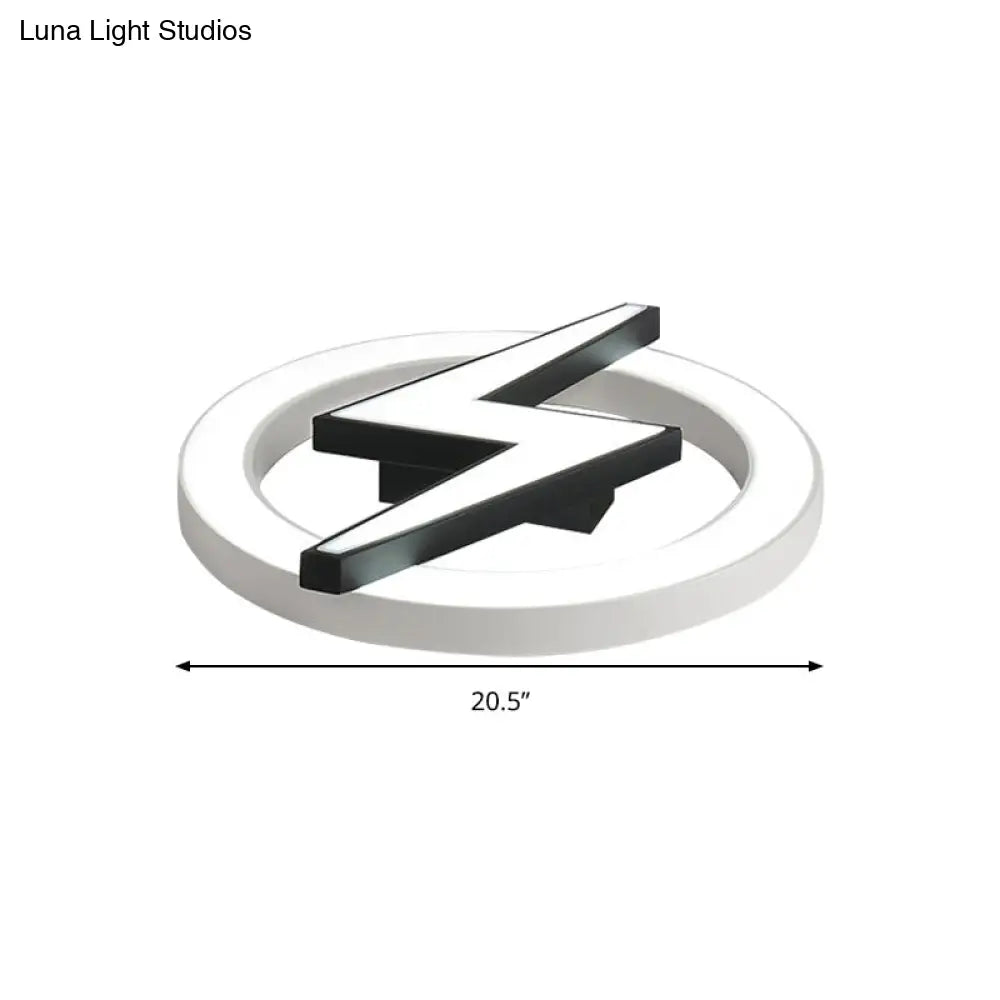 Kids Led Ceiling Light - White Lightning Ring Design For Boys And Girls Bedrooms