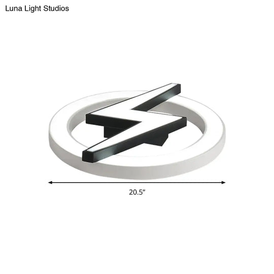 Kid’s Led Ceiling Light - White Lightning Ring Design For Boys And Girls Bedrooms