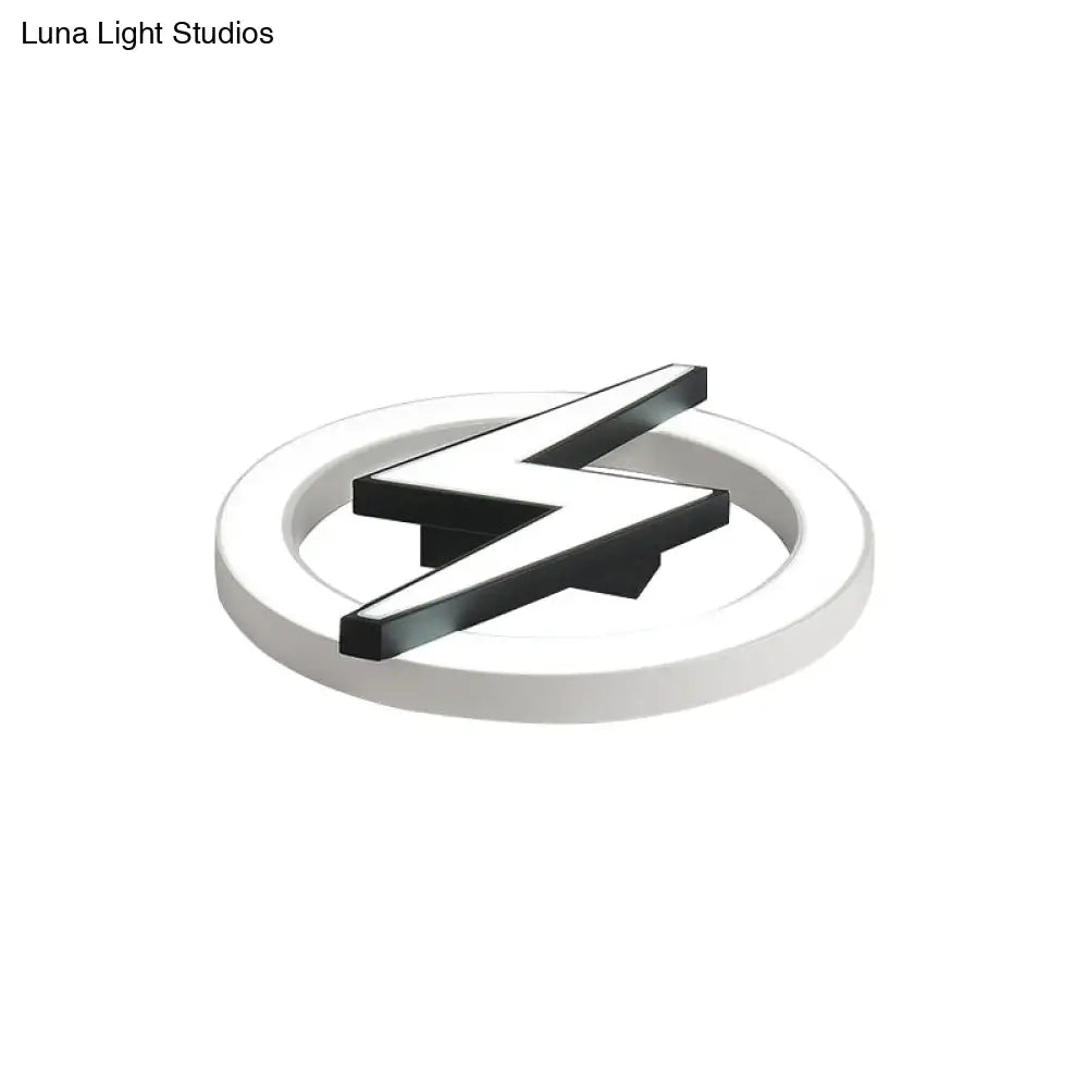 Kid’s Led Ceiling Light - White Lightning Ring Design For Boys And Girls Bedrooms