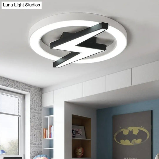 Kids Led Ceiling Light - White Lightning Ring Design For Boys And Girls Bedrooms / 24.5