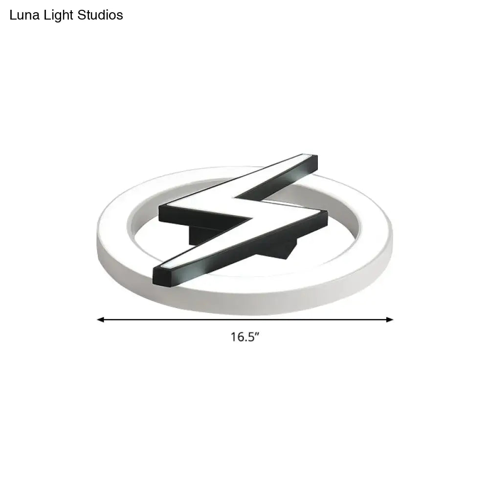Kids Led Ceiling Light - White Lightning Ring Design For Boys And Girls Bedrooms