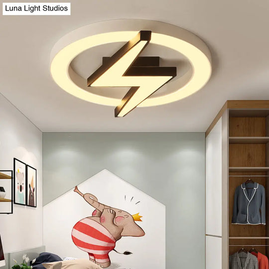 Kids Led Ceiling Light - White Lightning Ring Design For Boys And Girls Bedrooms / 20.5 Warm