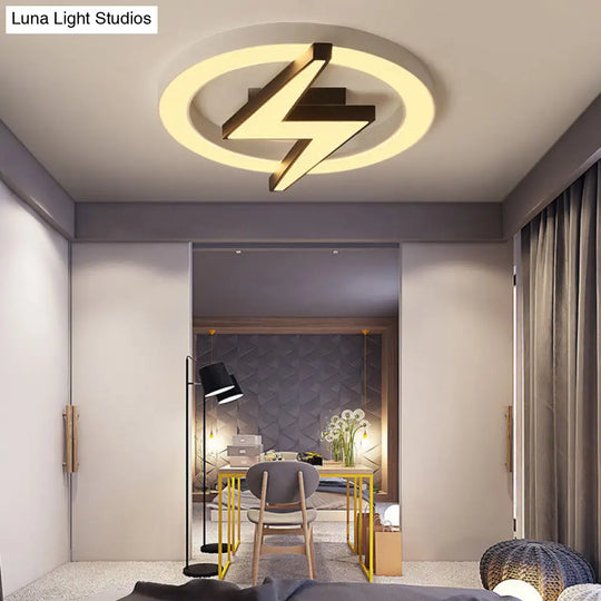 Kids Led Ceiling Light - White Lightning Ring Design For Boys And Girls Bedrooms / 16.5 Warm