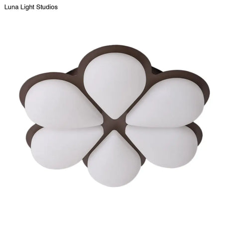 Kid’s Led Flush Mount Ceiling Light In Grey/White/Coffee For Bedroom