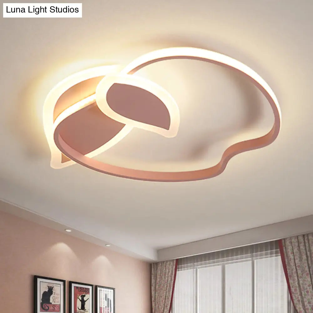 Kids’ Led Flush Mount Ceiling Lighting With Apple Aluminum Frame - Pink/White/Black Options Pink