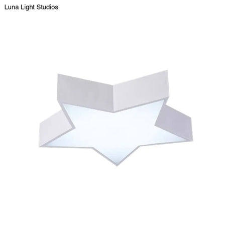 Kids Led Flush Mount Lamp - Five - Pointed Star Design In White/Red/Blue Ceiling Lighting Fixture