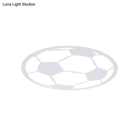 Kid’s Led Football Flush Light: Black/White Acrylic Mount For Boys Bedroom