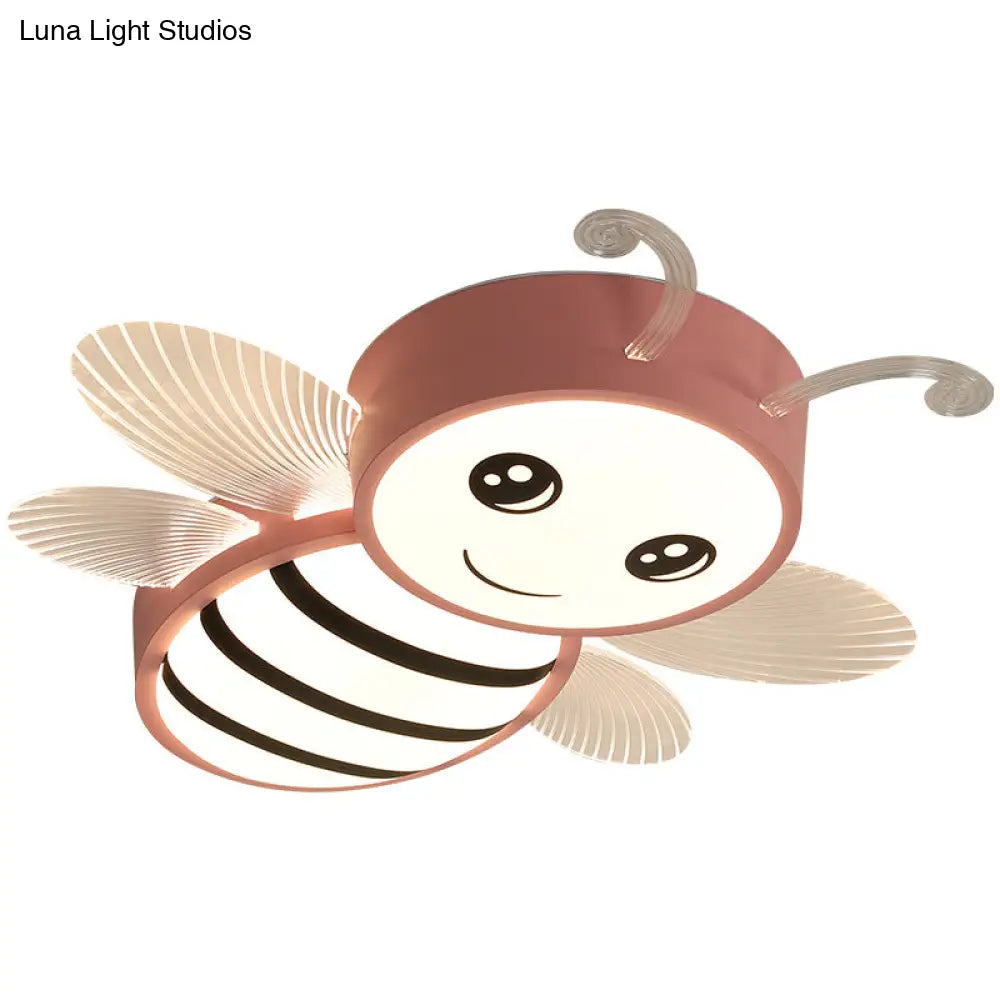 Kids Metal Bee Flush Mount Ceiling Light - Led Close To Lamp