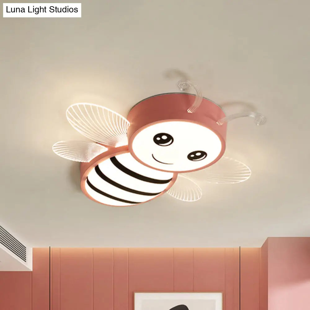 Kids Metal Bee Flush Mount Ceiling Light - Led Close To Lamp