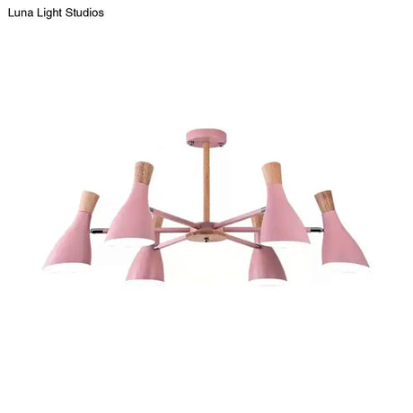 Kids Metal Chandelier: Rotatable Bottle Shape Light In Pink For Nursing Room