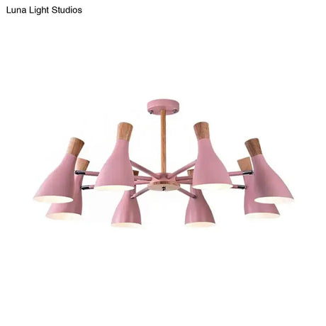 Kids Metal Chandelier: Rotatable Bottle Shape Light In Pink For Nursing Room