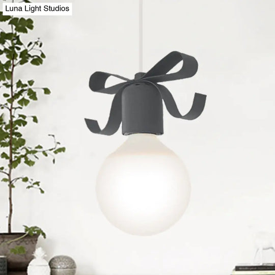 Kids Metal Pendant Light: 1-Head Open Bulb Design For Kitchen & Corridor