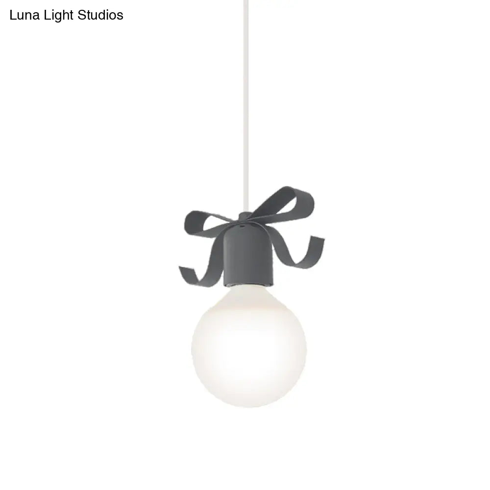 Kids Metal Pendant Light: 1-Head Open Bulb Design For Kitchen & Corridor