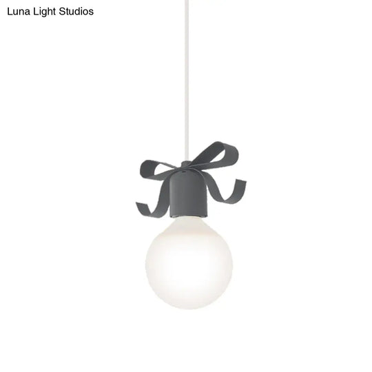 Kids Metal Pendant Light: 1-Head Open Bulb Design For Kitchen & Corridor