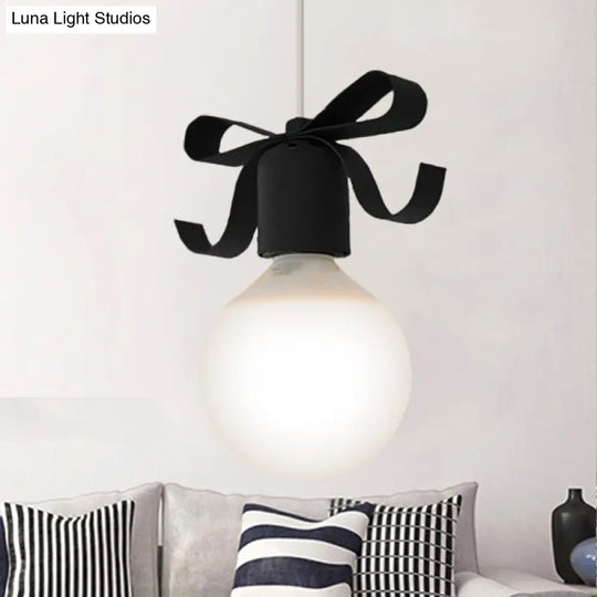 Kids Metal Pendant Light: 1-Head Open Bulb Design For Kitchen & Corridor