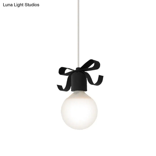 Kids Metal Pendant Light: 1-Head Open Bulb Design For Kitchen & Corridor