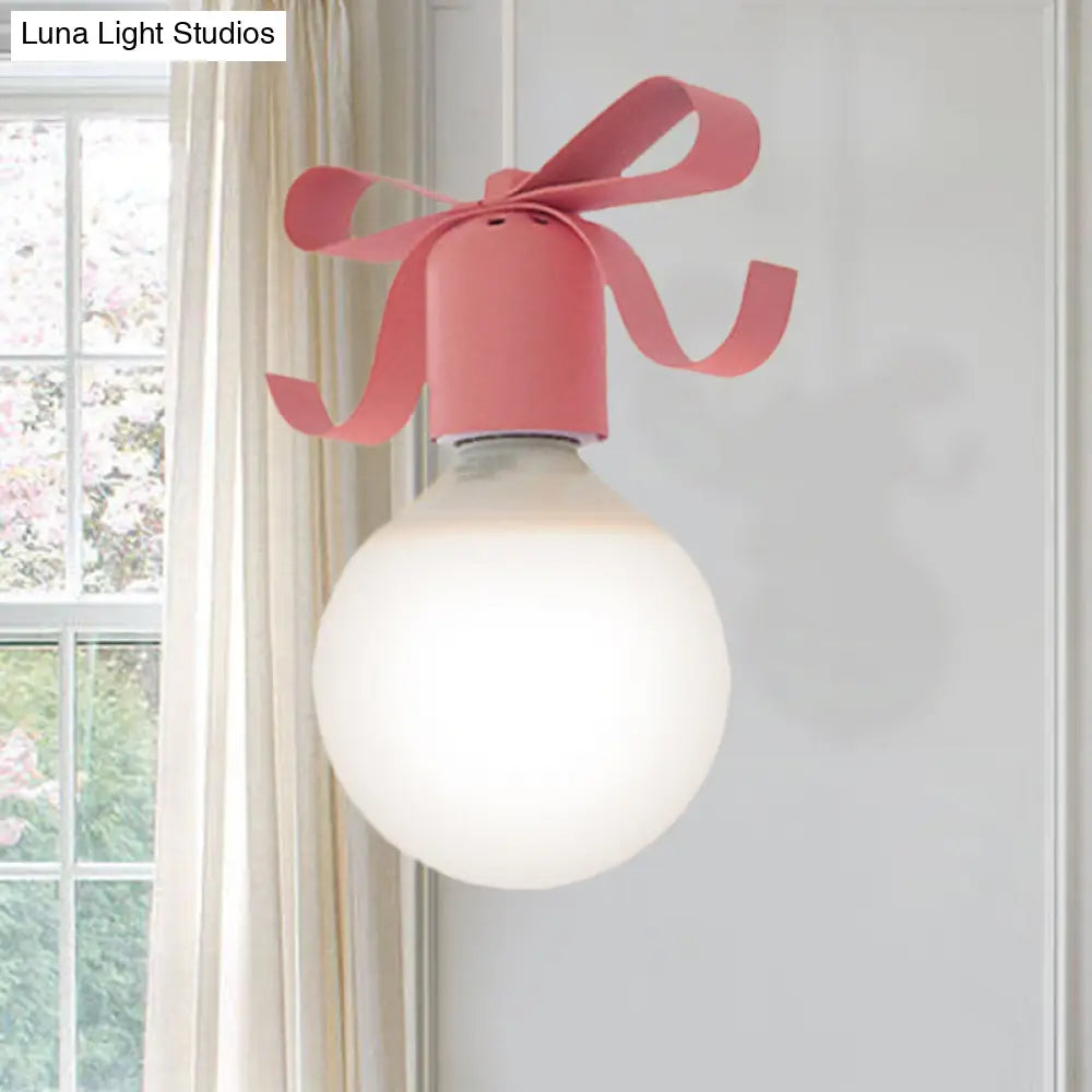 Kids Metal Pendant Light: 1-Head Open Bulb Design For Kitchen & Corridor
