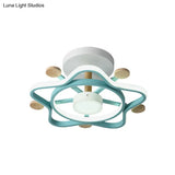 Kid’s Pink/Blue Wood Pentagram Led Semi Flush Light - Ceiling Lighting For Baby Room In Warm/White
