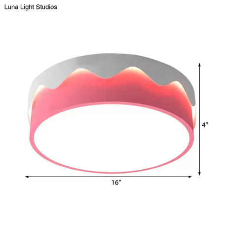 Kids Pink Flush Ceiling Light - Acrylic Led Lamp For Girls Bedroom