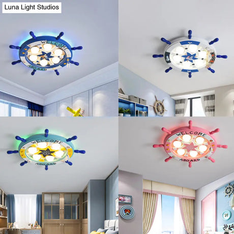 Kids’ Room Cartoon Rudder Led Flush - Mount Ceiling Light Fixture