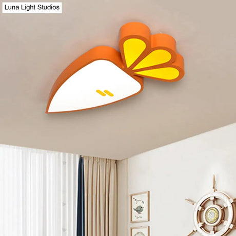 Kid’s Room Cartoon Vegetable Ceiling Mount Led Flush Light In White