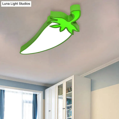 Kid’s Room Cartoon Vegetable Ceiling Mount Led Flush Light In White