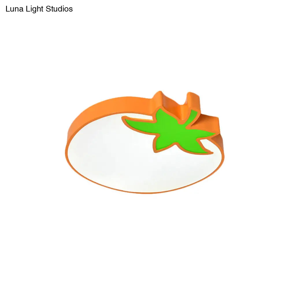 Kid’s Room Cartoon Vegetable Ceiling Mount Led Flush Light In White